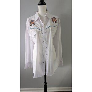 ELY Cattlemen Western Pearled button down Embroidered Shirt XL